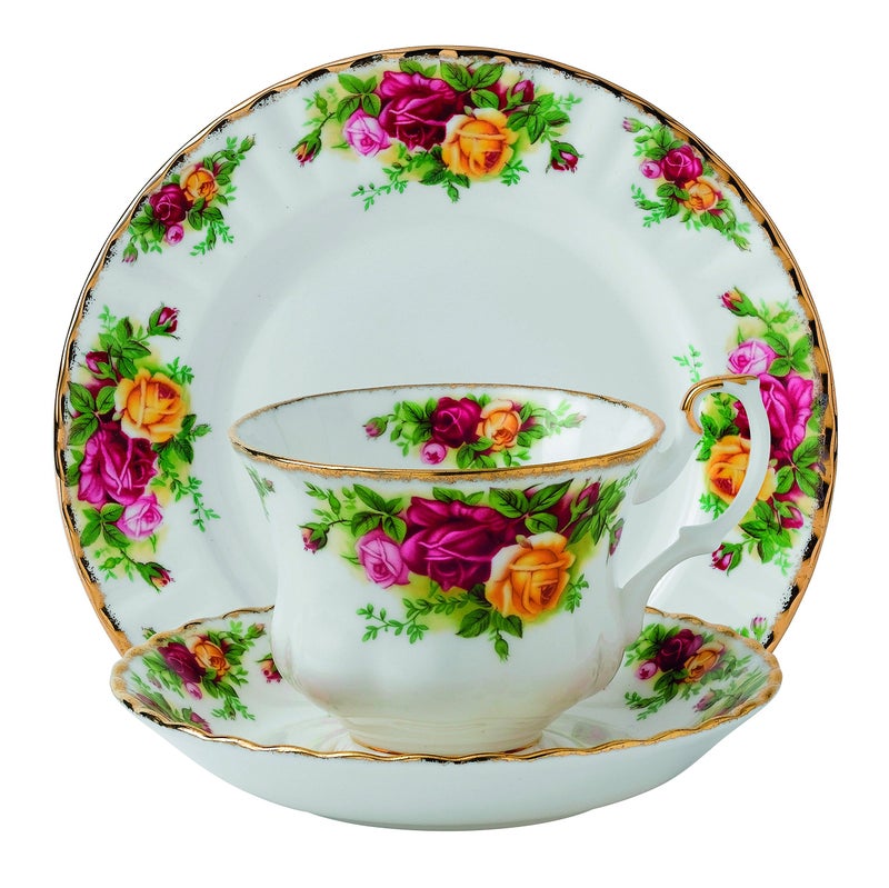 ROYAL ALBERT Old Country Roses 3 Piece Set (Teacup, Saucer & Plate), by Royal Albert - Image 1